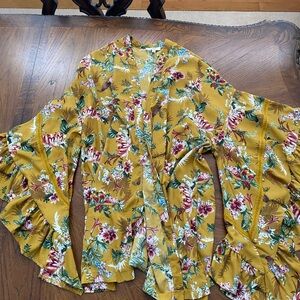 Floral Yellow Kimono Top